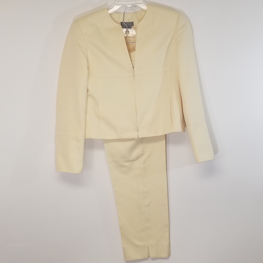 Eccoci Silk Pantsuit Capri Eggshell 4